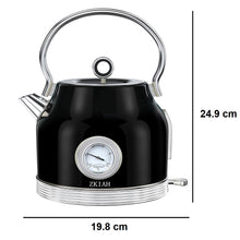 1.7L Retro Electric Kettle with Thermometer, 1500W Stainless Steel, Black - image 2