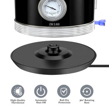 1.7L Retro Electric Kettle with Thermometer, 1500W Stainless Steel, Black - image 5
