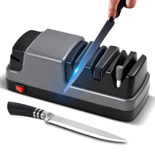 4 in 1 Electric Knife Sharpener with Diamond Abrasives for Straight Blade Knives, Serrated Knives, Ceramic Knives, Scissors