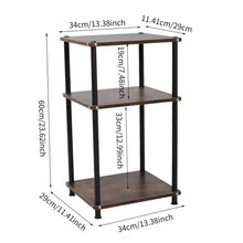 3-Tier End Table with Storage, Industrial Side Table with Open Shelves, Rustic Wood & Black Metal Frame, Small Nightstand & Accent Table for Living Room, Bedroom, Office