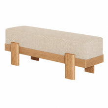 55-Inch Upholstered Entryway Bench, Padded Beige Seat with Oak-Look Frame - image 1