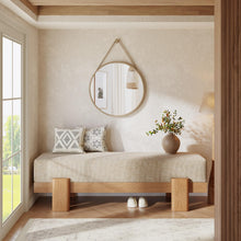 55-Inch Upholstered Entryway Bench, Padded Beige Seat with Oak-Look Frame - image 10