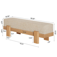 55-Inch Upholstered Entryway Bench, Padded Beige Seat with Oak-Look Frame - image 9