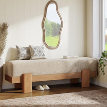 55-Inch Upholstered Entryway Bench, Padded Beige Seat with Oak-Look Frame - image 6