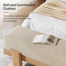 55-Inch Upholstered Entryway Bench, Padded Beige Seat with Oak-Look Frame - image 5