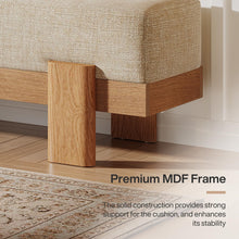 55-Inch Upholstered Entryway Bench, Padded Beige Seat with Oak-Look Frame - image 4