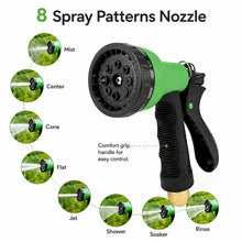 25 FT Expandable Garden Hose, Lightweight Anti Kink Flexible Garden Hose with 8 Function Nozzle, 3/4 inch Diameter, Extra Strength Fabric (Black) -