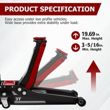 3 Ton Low Profile Hydraulic Trolley Jack Dual Piston Fast Lift Heavy-Duty Steel Frame for Cars, SUVs & Light Trucks Garage Use