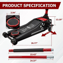 3 Ton Low Profile Hydraulic Trolley Jack Dual Piston Fast Lift Heavy-Duty Steel Frame for Cars, SUVs & Light Trucks Garage Use