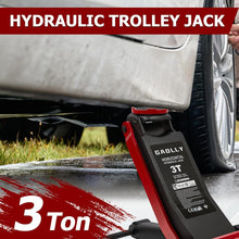 3 Ton Low Profile Hydraulic Trolley Jack Dual Piston Fast Lift Heavy-Duty Steel Frame for Cars, SUVs & Light Trucks Garage Use