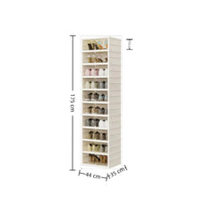 10-Tier Foldable Shoe Cabinet 175cm Tall Stackable Shoe Storage Organizer with Clear PET Doors, Space-Saving Shoe Rack for Closet, Entryway & Bedroom