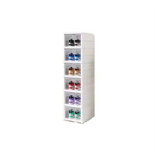 6-Tier Foldable Shoe Storage Cabinet with Clear Doors, Stackable Plastic Sneaker Organizer, Space-Saving Shoe Rack for Closet, Entryway, Bedroom & Dorm – White