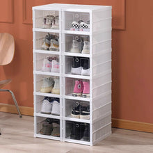 6-Tier Foldable Shoe Storage Cabinet with Clear Doors, Stackable Plastic Sneaker Organizer, Space-Saving Shoe Rack for Closet, Entryway, Bedroom & Dorm – White