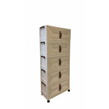 5-Tier Storage Cabinet with Doors & Wheels – Stackable Folding Organizer, Space-Saving Vertical Storage Unit for Bedroom, Living Room, Office & Kitchen