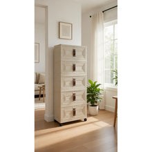 5-Tier Storage Cabinet with Doors & Wheels – Stackable Folding Organizer, Space-Saving Vertical Storage Unit for Bedroom, Living Room, Office & Kitchen