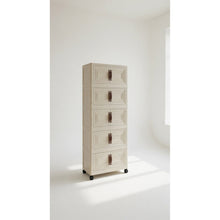 5-Tier Storage Cabinet with Doors & Wheels – Stackable Folding Organizer, Space-Saving Vertical Storage Unit for Bedroom, Living Room, Office & Kitchen