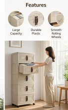 5-Tier Storage Cabinet with Doors & Wheels – Stackable Folding Organizer, Space-Saving Vertical Storage Unit for Bedroom, Living Room, Office & Kitchen