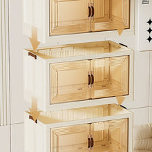 4-Tier Storage Cabinet with Doors & Wheels – Folding Stackable Organizer, Space-Saving Vertical Storage Unit for Bedroom, Living Room, Office & Kitchen