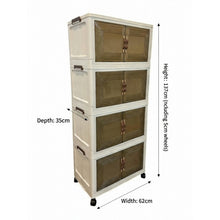4-Tier Storage Cabinet with Doors & Wheels – Folding Stackable Organizer, Space-Saving Vertical Storage Unit for Bedroom, Living Room, Office & Kitchen