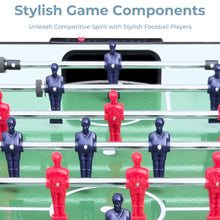 48 Inch Foosball Table Game Set, Indoor Table Soccer with Ergonomic Handles, Chrome Hollow Steel Rods, Manual Scorekeepers, 2 Balls, Compact Game Room Table for Home Office Basement (Red/Wood)