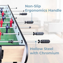 48 Inch Foosball Table Game Set, Indoor Table Soccer with Ergonomic Handles, Chrome Hollow Steel Rods, Manual Scorekeepers, 2 Balls, Compact Game Room Table for Home Office Basement (Red/Wood)