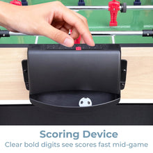 48 Inch Foosball Table Game Set, Indoor Table Soccer with Ergonomic Handles, Chrome Hollow Steel Rods, Manual Scorekeepers, 2 Balls, Compact Game Room Table for Home Office Basement (Red/Wood)