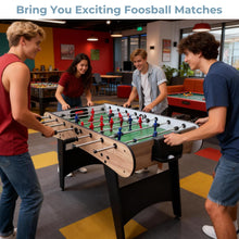 48 Inch Foosball Table Game Set, Indoor Table Soccer with Ergonomic Handles, Chrome Hollow Steel Rods, Manual Scorekeepers, 2 Balls, Compact Game Room Table for Home Office Basement (Red/Wood)