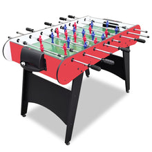 48 Inch Foosball Table Game Set, Indoor Table Soccer with Ergonomic Handles, Chrome Hollow Steel Rods, Manual Scorekeepers, 2 Balls, Compact Game Room Table for Home Office Basement (Red/Wood)