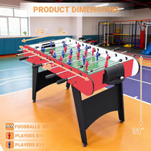 48 Inch Foosball Table Game Set, Indoor Table Soccer with Ergonomic Handles, Chrome Hollow Steel Rods, Manual Scorekeepers, 2 Balls, Compact Game Room Table for Home Office Basement (Red/Wood)