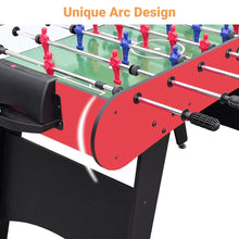 48 Inch Foosball Table Game Set, Indoor Table Soccer with Ergonomic Handles, Chrome Hollow Steel Rods, Manual Scorekeepers, 2 Balls, Compact Game Room Table for Home Office Basement (Red/Wood)