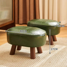 Small Foot Stool Ottoman, Multi-Functional Foot Rest with Anti-Skid for Living Room, Entryway, Hallways, Bedroom, 40 x 30 x 27cm (Green) - T334 -