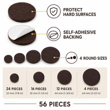 Round Self-Adhesive Felt Furniture Pads, 56 Pieces, 4 Sizes - image 10