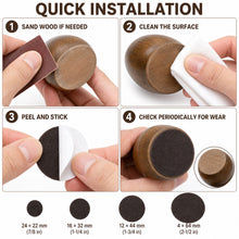 Round Self-Adhesive Felt Furniture Pads, 56 Pieces, 4 Sizes - image 2