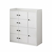 Bathroom Storage Cabinet Freestanding Floor Organizer with 8 Doors & Shelves, Waterproof P2 MDF, Modern White Cupboard for Bathroom, Entryway & Living Room