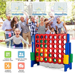 Giant Connect 4 Game Set, 4-in-a-Row Connect Game with Quick-Release Levers, Mesh Pocket for Kids, Adults, Indoor, Outdoor