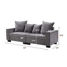 82" inch Modern Sofa, 2 Seater Modular Sofa with Extra Wide Armrests & 4 Throw Pillows for Home, Living Room