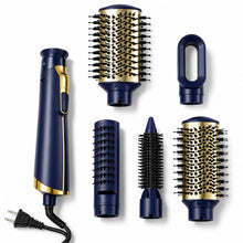 5-in-1 Hot Air Brush, Dryer and Hair Styler, Navy and Gold, MD-11 - image 1