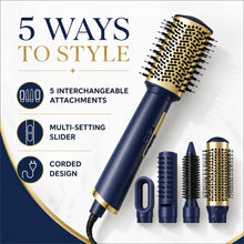 5-in-1 Hot Air Brush, Dryer and Hair Styler, Navy and Gold, MD-11 - image 10