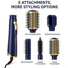 5-in-1 Hot Air Brush, Dryer and Hair Styler, Navy and Gold, MD-11 - image 8