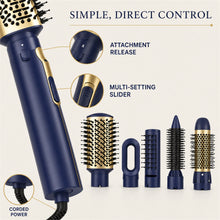 5-in-1 Hot Air Brush, Dryer and Hair Styler, Navy and Gold, MD-11 - image 7