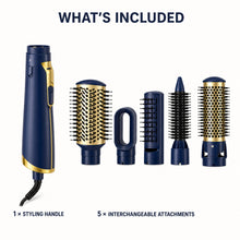 5-in-1 Hot Air Brush, Dryer and Hair Styler, Navy and Gold, MD-11 - image 5