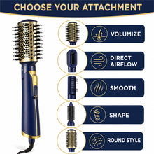 5-in-1 Hot Air Brush, Dryer and Hair Styler, Navy and Gold, MD-11 - image 4