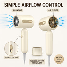 1300W Compact Hair Dryer with Styling Nozzle, Champagne Gold, MD-10 - image 5
