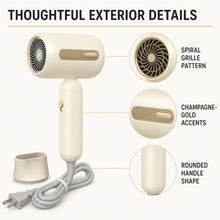 1300W Compact Hair Dryer with Styling Nozzle, Champagne Gold, MD-10 - image 4
