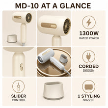 1300W Compact Hair Dryer with Styling Nozzle, Champagne Gold, MD-10 - image 1