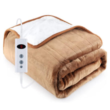 BASEIN Electric Heated Throw Blanket, 153 x 127 cm Soft Flannel Heating Blanket with Auto-Off, 10 Heating Levels, 9 Hour Timer for Home, Office, Bed,
