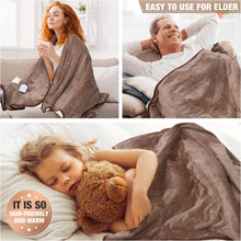 BASEIN Electric Heated Throw Blanket, 153 x 127 cm Soft Flannel Heating Blanket with Auto-Off, 10 Heating Levels, 9 Hour Timer for Home, Office, Bed,