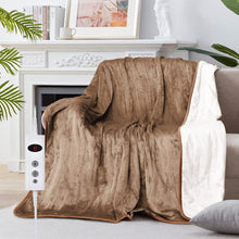 BASEIN Electric Heated Throw Blanket, 153 x 127 cm Soft Flannel Heating Blanket with Auto-Off, 10 Heating Levels, 9 Hour Timer for Home, Office, Bed,