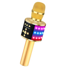 Gold BONAOK Q78 Bluetooth karaoke microphone with LED lights