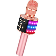 Rose Gold BONAOK Q78 Bluetooth karaoke microphone with LED lights